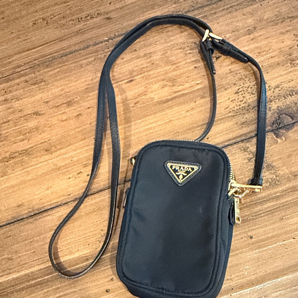 Prada Black Nylon crossbody bag- 6x3.5x1.5,  strap drop 21-24”
